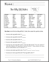 Fifty States Math Worksheet