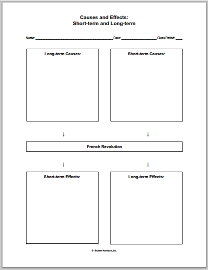 French Revolution Causes and Effects Blank Chart - Free to print (PDF file).