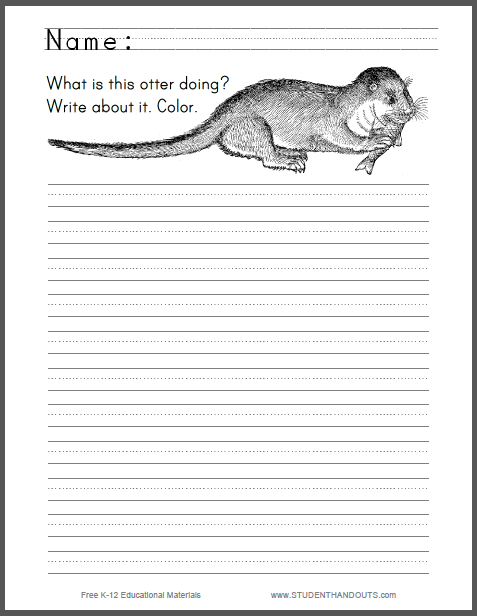 Otter Writing Prompt Worksheet - Free to print (PDF file) for lower elementary ELA students.