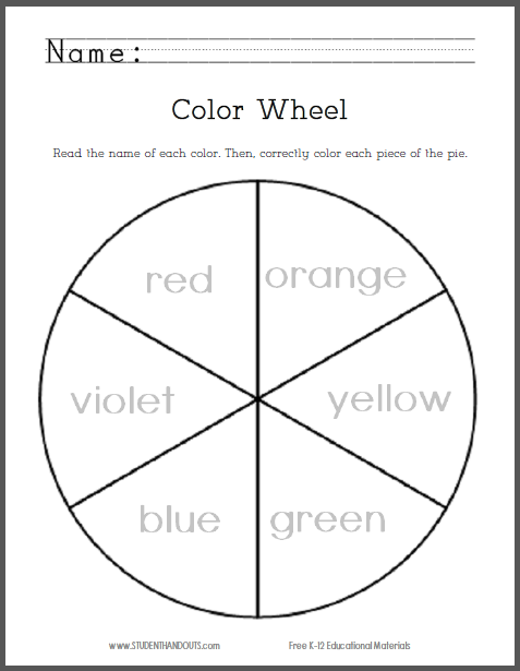 Printable Color Wheel Worksheet - Free to print (PDF file). Primary and ...