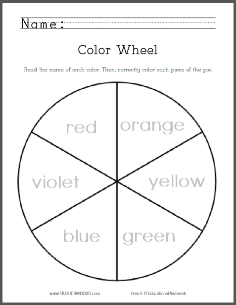 Color Wheel For Primary Grades Free To Print Student Handouts