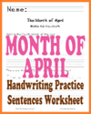 Month of April Handwriting Practice Exercises