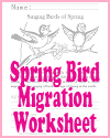 Spring Bird Migration Worksheet