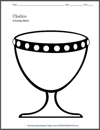 Chalice Religious Drinking Vessel Coloring Sheet for Kids