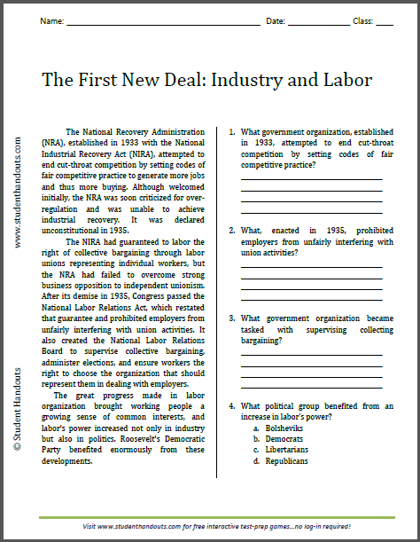 research questions about the new deal