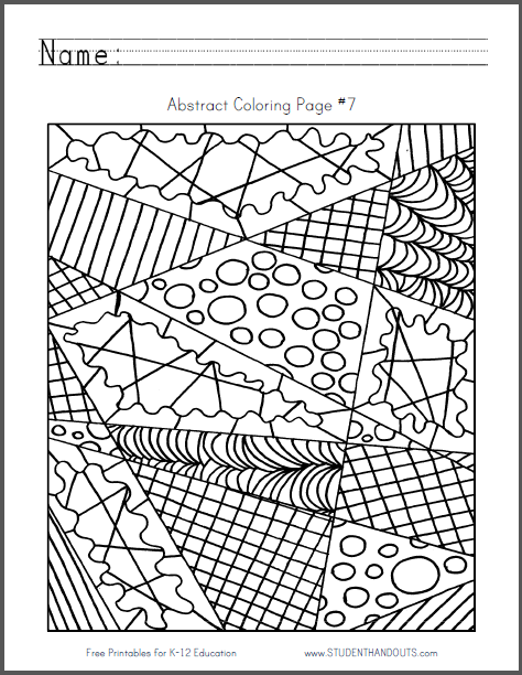 Abstract Coloring Page #7 - Free to print (PDF file).