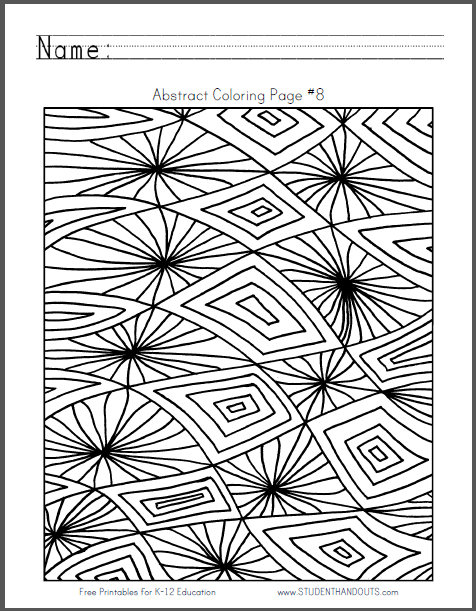 Abstract Coloring Sheet #8 - Free to print (PDF file).