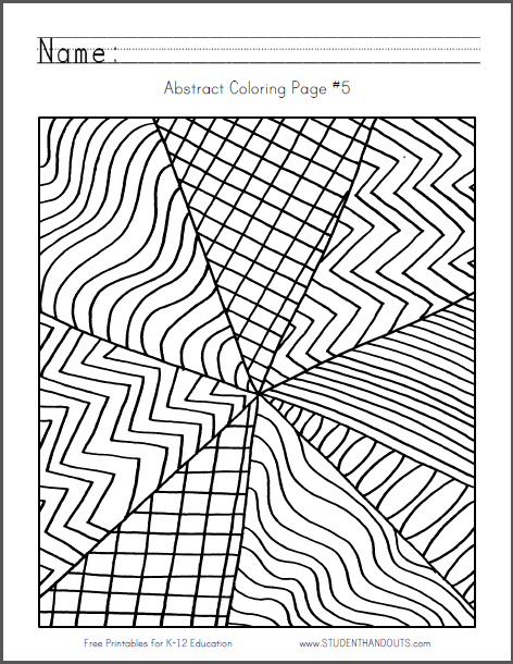 Abstract Design Coloring Page #5 - Free to print (PDF file) for children or adults.