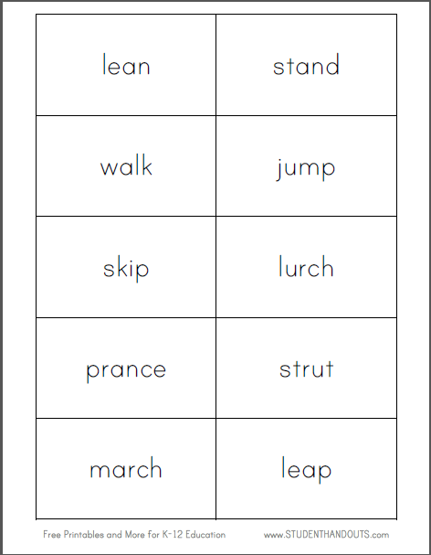 Action Verbs Activity Flashcards - Free to print (PDF file).