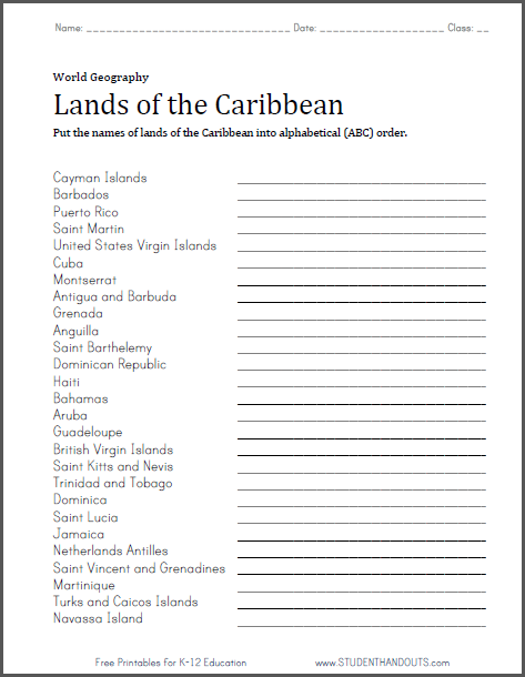 caribbean-lands-in-abc-order-worksheet-student-handouts