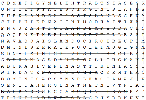 Caribbean Lands Word Search Puzzle - Free to print (PDF file).