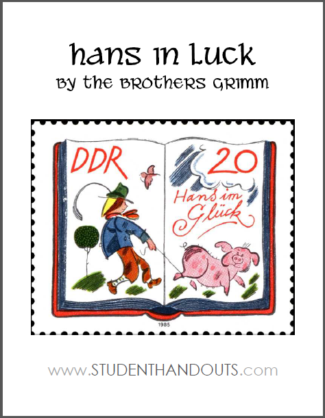 Hans in Luck Workbook for Kids - Fairy tale eBook and workbook are free to print (PDF files).