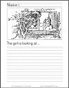 The girl is looking at... Lower Elementary Writing Prompt Worksheet
