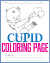 Cupid Coloring Sheet for Kids with Writing Practice