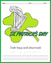 Irish Harp and Shamrock Coloring Sheet for Kids - Free PDF to Print