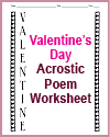Valentine Acrostic Poem Worksheet