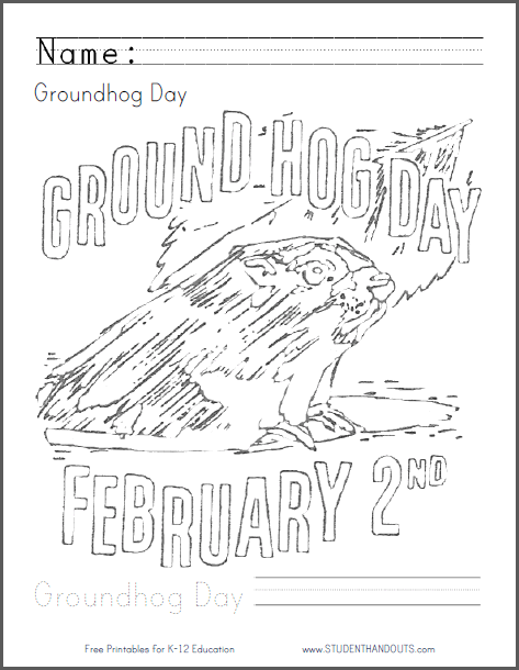 Groundhog Day Coloring Sheet - Free to print (PDF file).