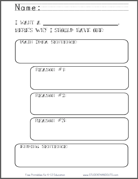 I want... Persuasive Writing Worksheet - Free to print (PDF file).