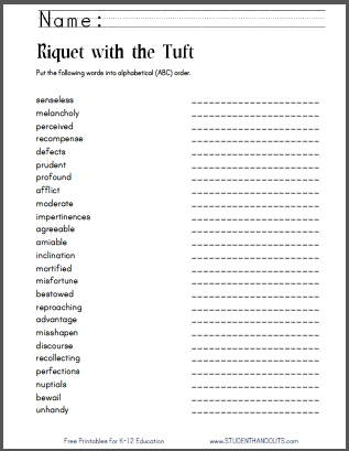Riquet with the Tuft - eBook with worksheets, free to print (PDF files).