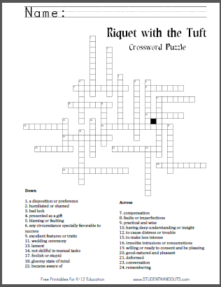 Riquet with the Tuft - eBook with worksheets, free to print (PDF files).