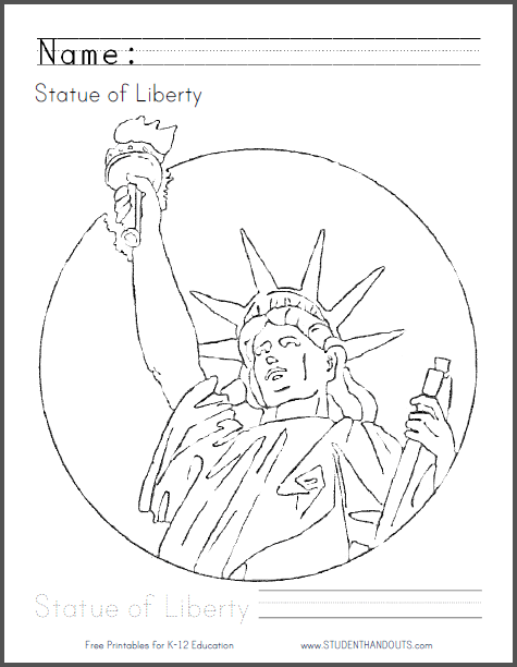 Statue of Liberty Coloring Page - Free to print (PDF file). Perfect for the Fourth of July!