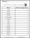 Different As Night and Day Antonyms Worksheet