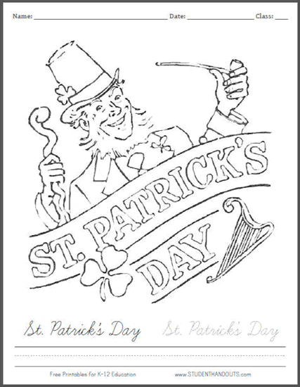 St. Patrick's Day Banner Coloring Page - Free Holiday Printable for Kids - PDF File