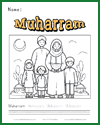 Muharram Coloring Page with Handwriting Practice