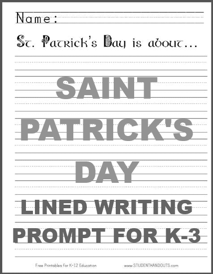 St. Patrick's Day Writing Prompt for Kids - Free to print (PDF file) with dashed lines.