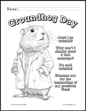 Annoyed Groundhog Coloring Page