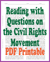 Reading with Questions (2 Pages) on the Civil Rights Movement