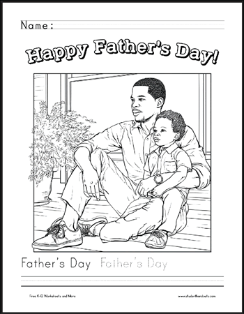 Father and toddler coloring page.
