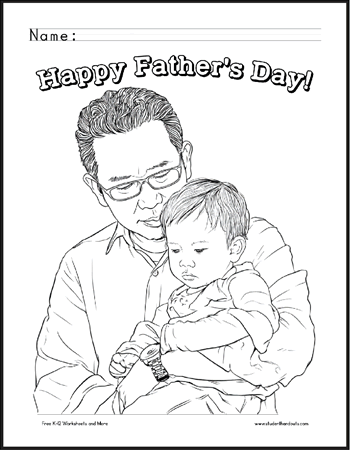 Daddy with an infant coloring page.