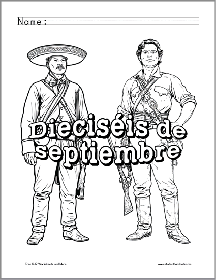 "Dieciséis de septiembre" Coloring Page - Free to print (PDF file).