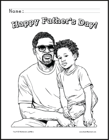 Father in sunglasses with son coloring page.
