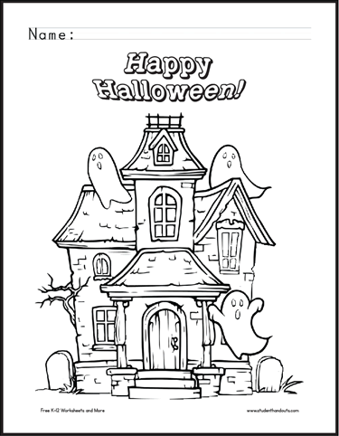 Haunted House Coloring Page PDF