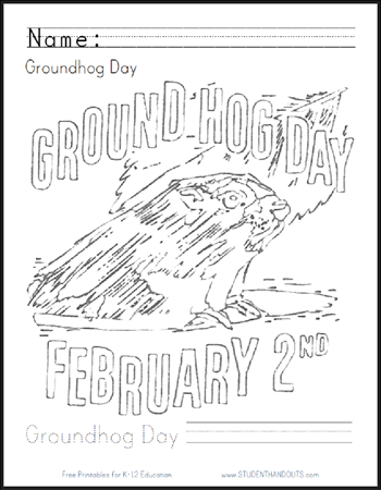 Groundhog Day February 2nd Coloring Page