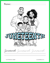 Juneteenth Family Coloring Page with Handwriting Practice