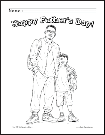 Sporty father and son coloring page.