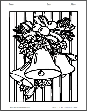 Silver Christmas Bells Coloring Page