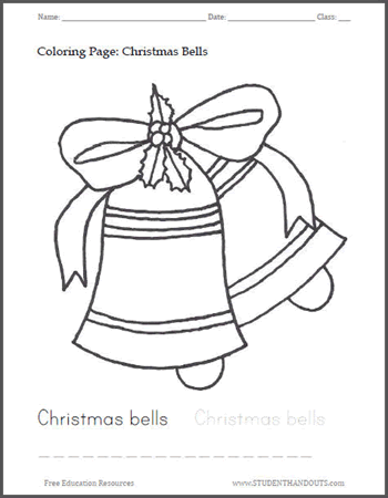 Christmas Bells Coloring and Writing Sheet