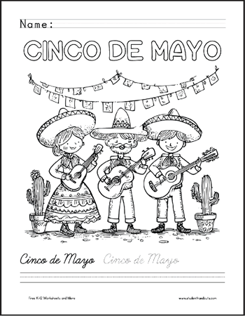Festive Mexican Guitarists Coloring Page for Cinco de Mayo