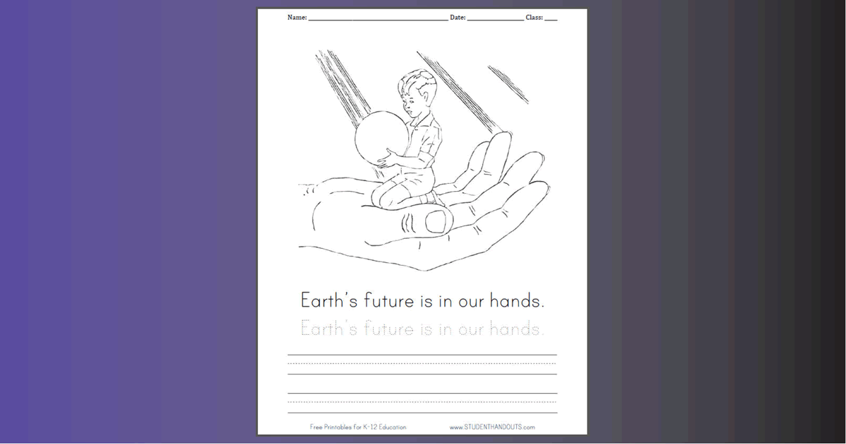 Earth in Our Hands Coloring Page | Student Handouts