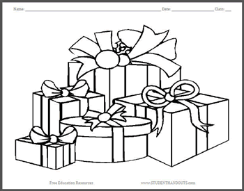 Christmas Gifts Coloring Sheet