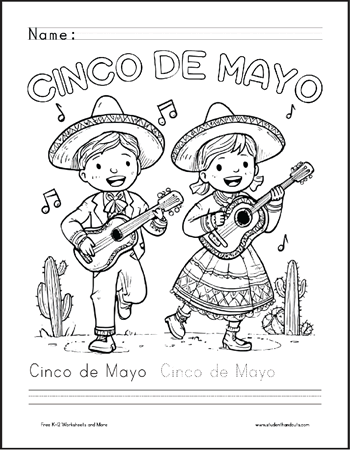 Cinco de Mayo Guitarist Duo Coloring Page