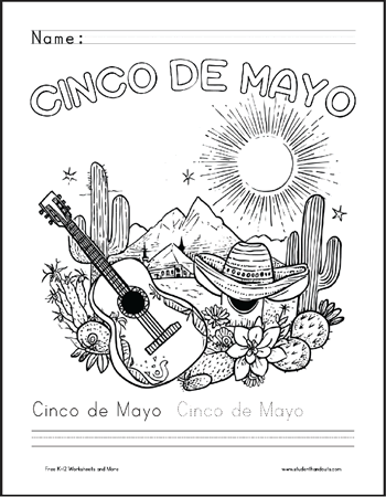 Mexican Guitar Tableau Coloring Page
