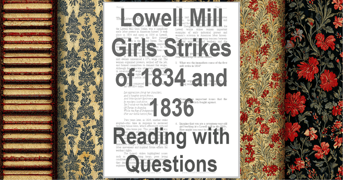 Lowell Mill Girls Strikes Reading with Questions | Student Handouts