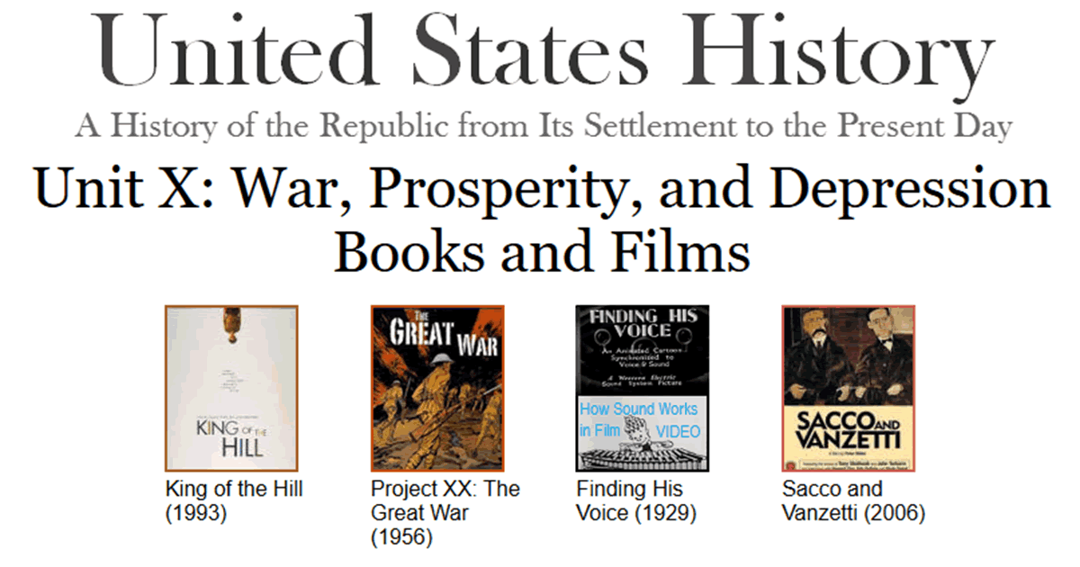 World War I, Roaring Twenties, and Great Depression Books and Films ...