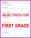 Adjective for First Grade Writing and Spelling Worksheet