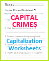 Capital Crimes Capitalization Sentences Worksheets